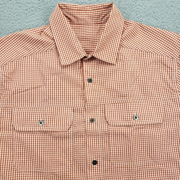 Ocean Coast Shirt Mens Medium Red White‎ Check Button Up Short Sleeve Pockets - Picture 2 of 14